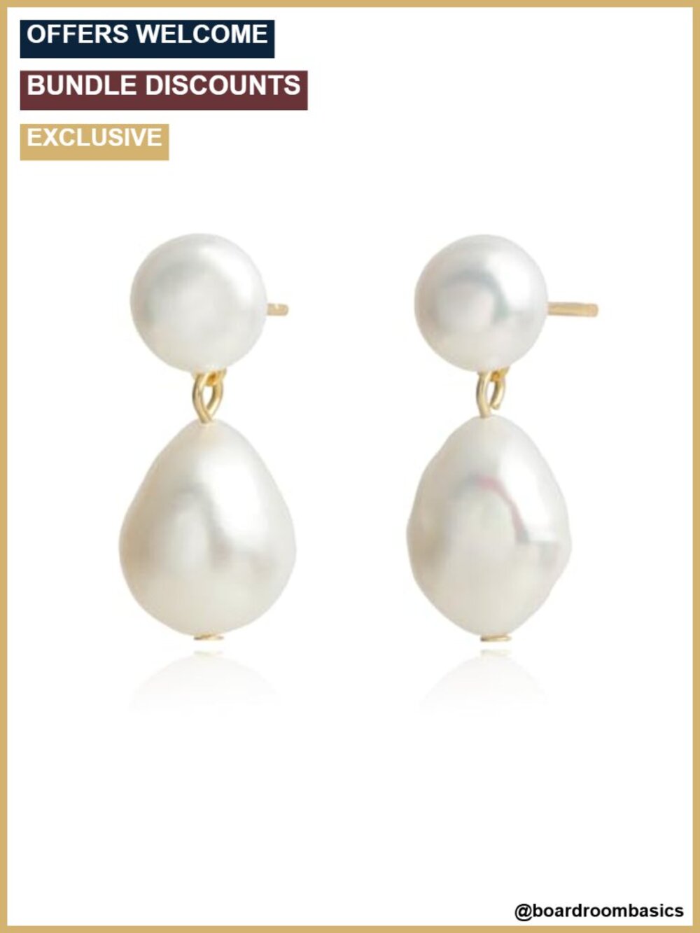 Freshwater Cultured Baroque Pearl Drop Dangle Earrings 18K Gold Plated Women